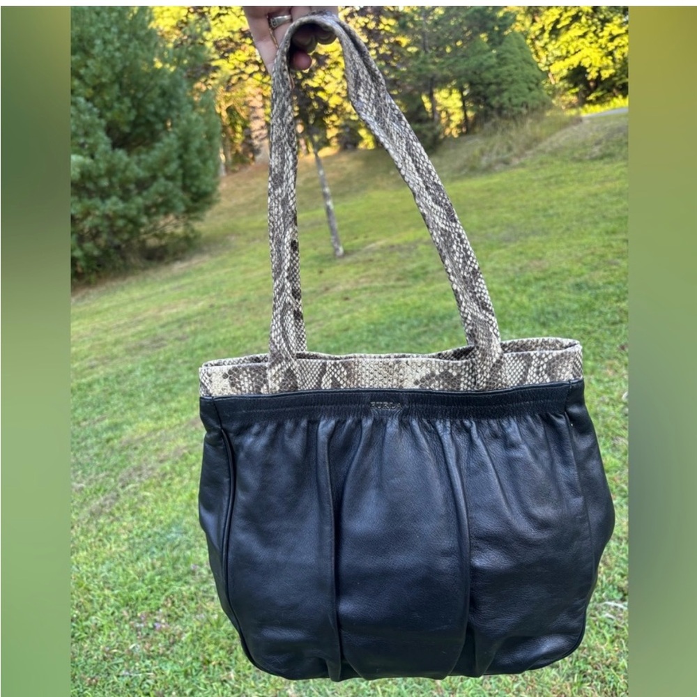Furla Black and Snakeskin Tote Bag - Picture 3 of 15